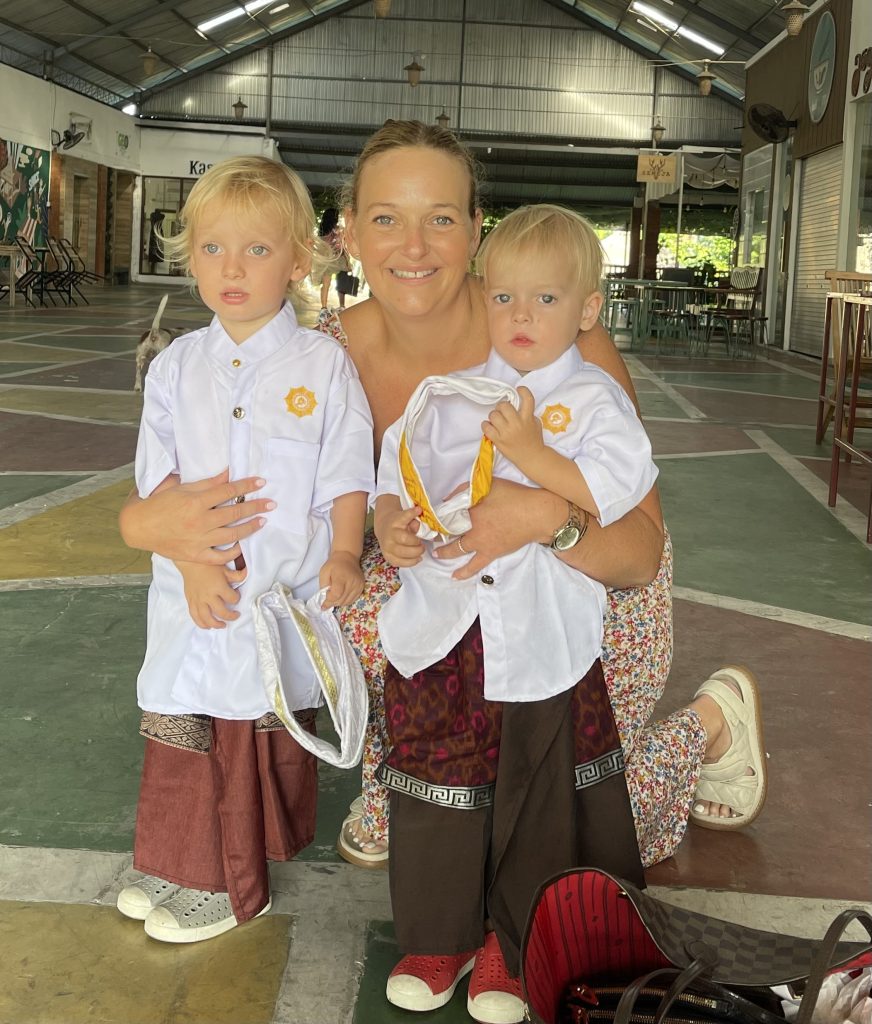 Expat toddlers in traditional clothes