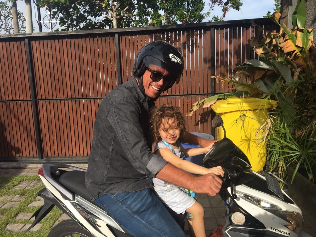 Riding a scooter in Bali
