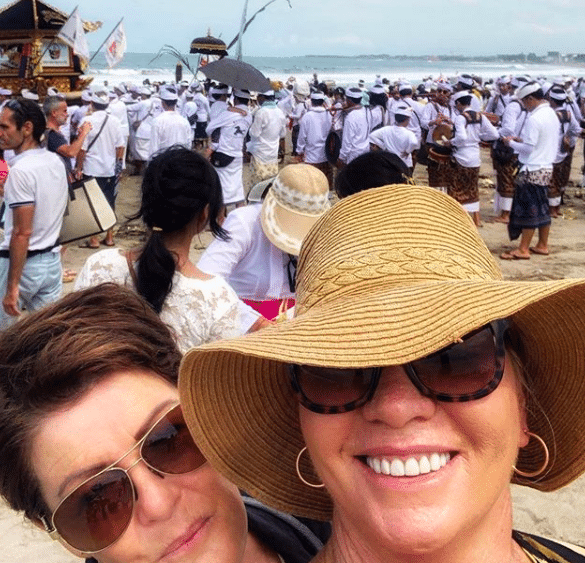 Australian Expat, Jules Thomson, of Indah Escapes, attending a Galungan ceremony at the beach in Bali.