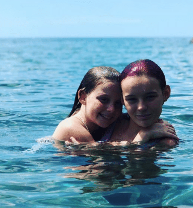 Cara's girls swimming in Bali