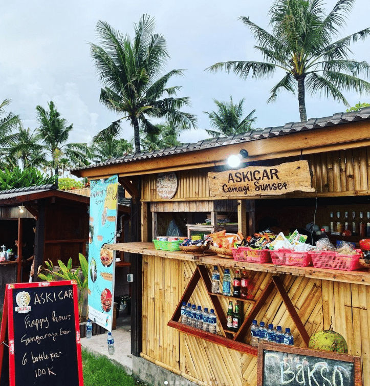 Food store in Bali on the beach Candidasa
