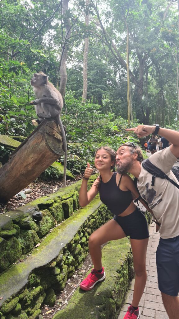 Spanish family visit Monkey Forest Ubud