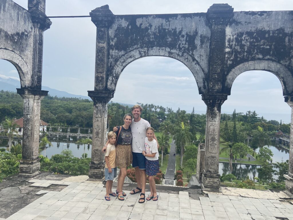 Dutch expat family at Balinese temple