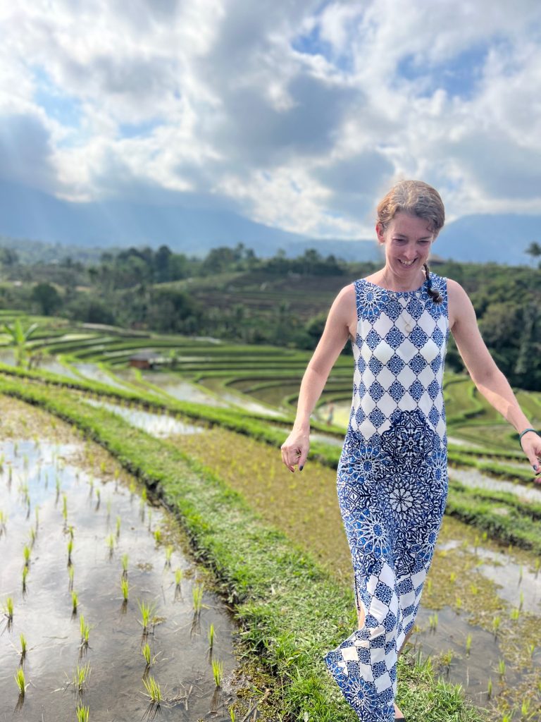 Kim in rice fields Our Year in Bali